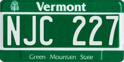 VT license plate NJC227