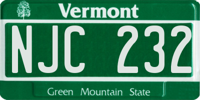 VT license plate NJC232