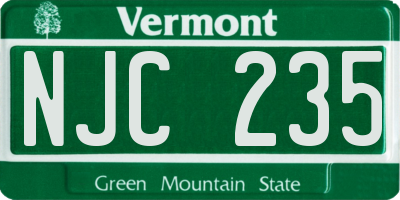 VT license plate NJC235