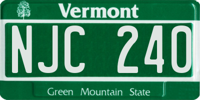 VT license plate NJC240