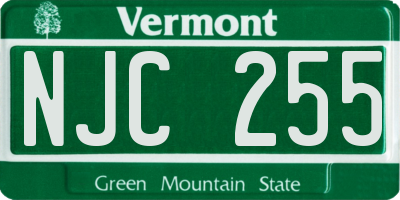 VT license plate NJC255