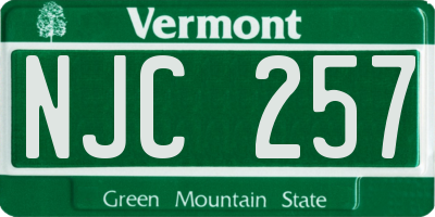 VT license plate NJC257