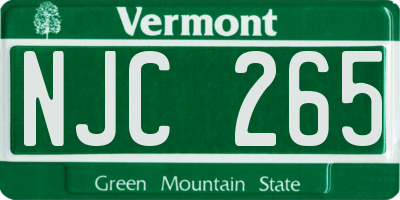 VT license plate NJC265