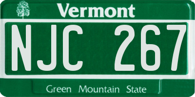 VT license plate NJC267