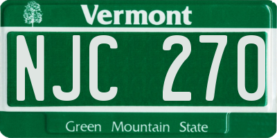 VT license plate NJC270
