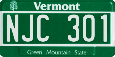 VT license plate NJC301