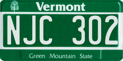 VT license plate NJC302