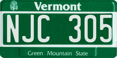 VT license plate NJC305