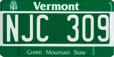 VT license plate NJC309