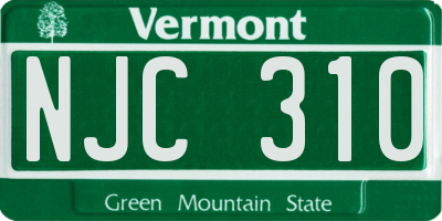VT license plate NJC310