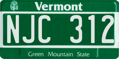 VT license plate NJC312