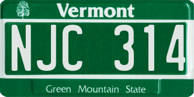 VT license plate NJC314