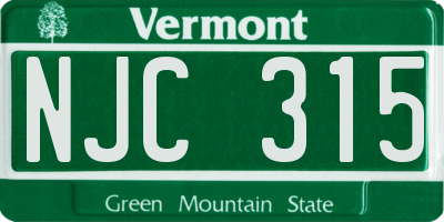 VT license plate NJC315