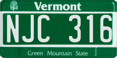 VT license plate NJC316