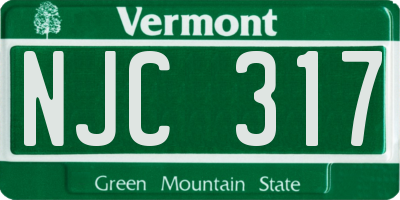 VT license plate NJC317