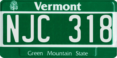 VT license plate NJC318