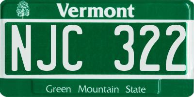 VT license plate NJC322