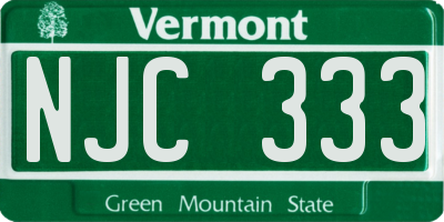VT license plate NJC333