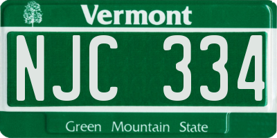 VT license plate NJC334