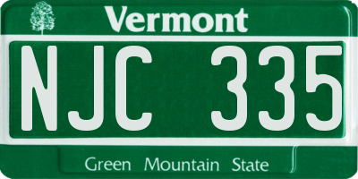 VT license plate NJC335