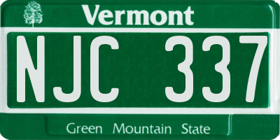 VT license plate NJC337