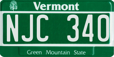 VT license plate NJC340