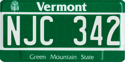 VT license plate NJC342