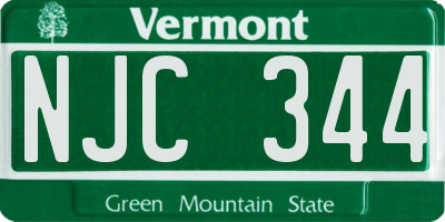 VT license plate NJC344