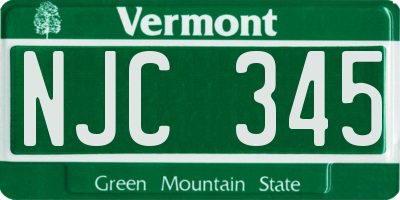 VT license plate NJC345