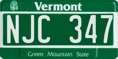 VT license plate NJC347
