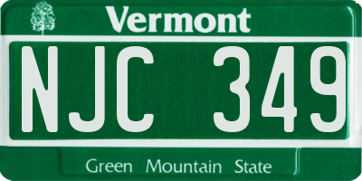 VT license plate NJC349