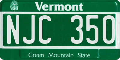 VT license plate NJC350