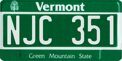 VT license plate NJC351