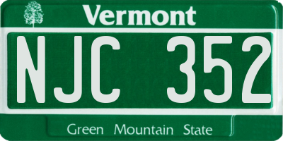 VT license plate NJC352