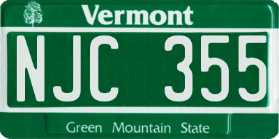 VT license plate NJC355