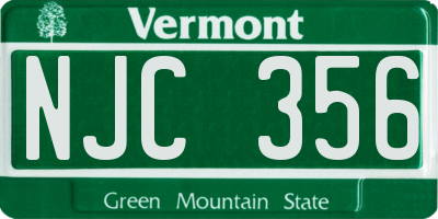 VT license plate NJC356
