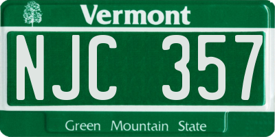VT license plate NJC357
