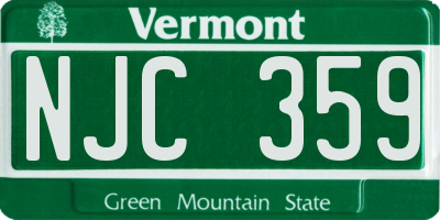 VT license plate NJC359