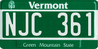 VT license plate NJC361