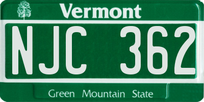VT license plate NJC362