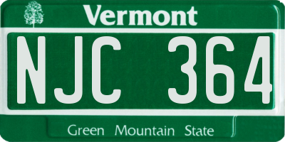 VT license plate NJC364