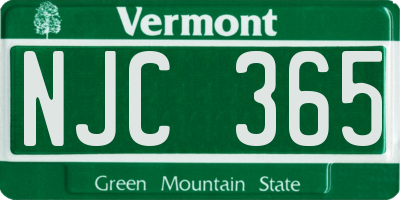 VT license plate NJC365