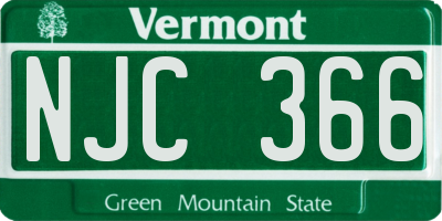 VT license plate NJC366