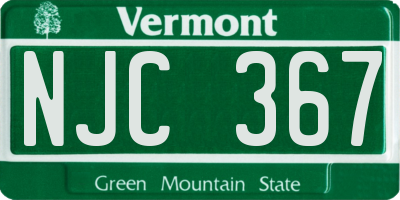 VT license plate NJC367