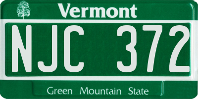 VT license plate NJC372