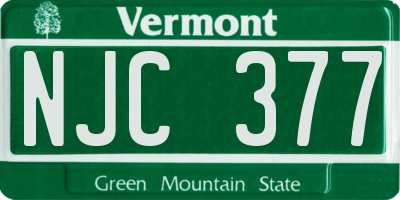 VT license plate NJC377