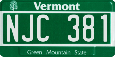 VT license plate NJC381