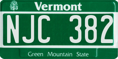 VT license plate NJC382