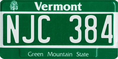 VT license plate NJC384