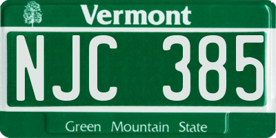 VT license plate NJC385
